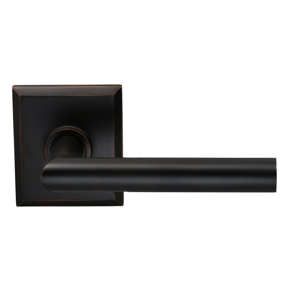 Privacy Modern Lever with Rectangle Rose in Tuscan Bronze