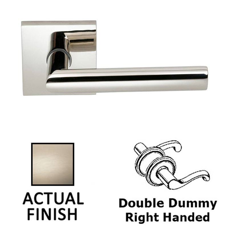 Double Dummy Modern Right-Handed Lever with Square Rose in Satin Nickel Lacquered Plated, Lacquered