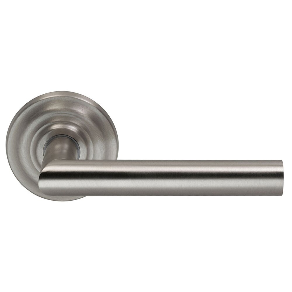 Double Dummy Modern Right-Handed Lever with Traditional Rose in Satin Nickel Lacquered