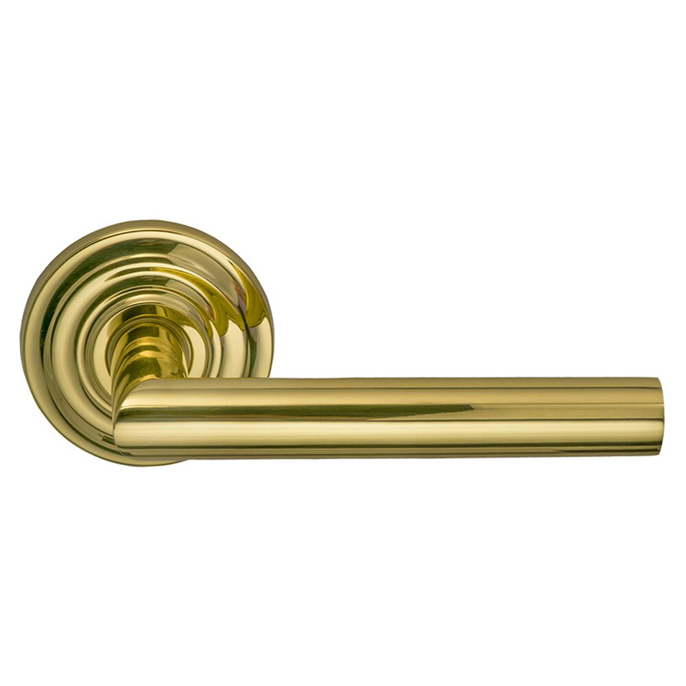 Passage Modern Lever with Traditional Rose in Polished Brass Lacquered