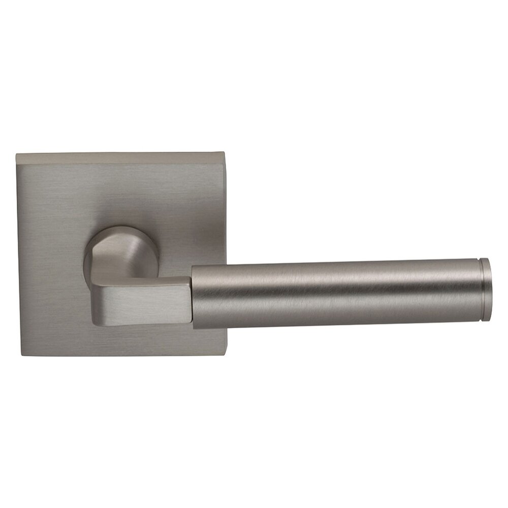 Passage Barrel Right Handed Lever with Square Rosette in Satin Nickel Lacquered