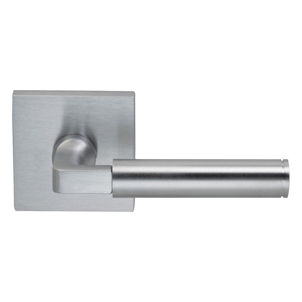 Double Dummy Barrel Right Handed Lever with Square Rosette in Satin Chrome