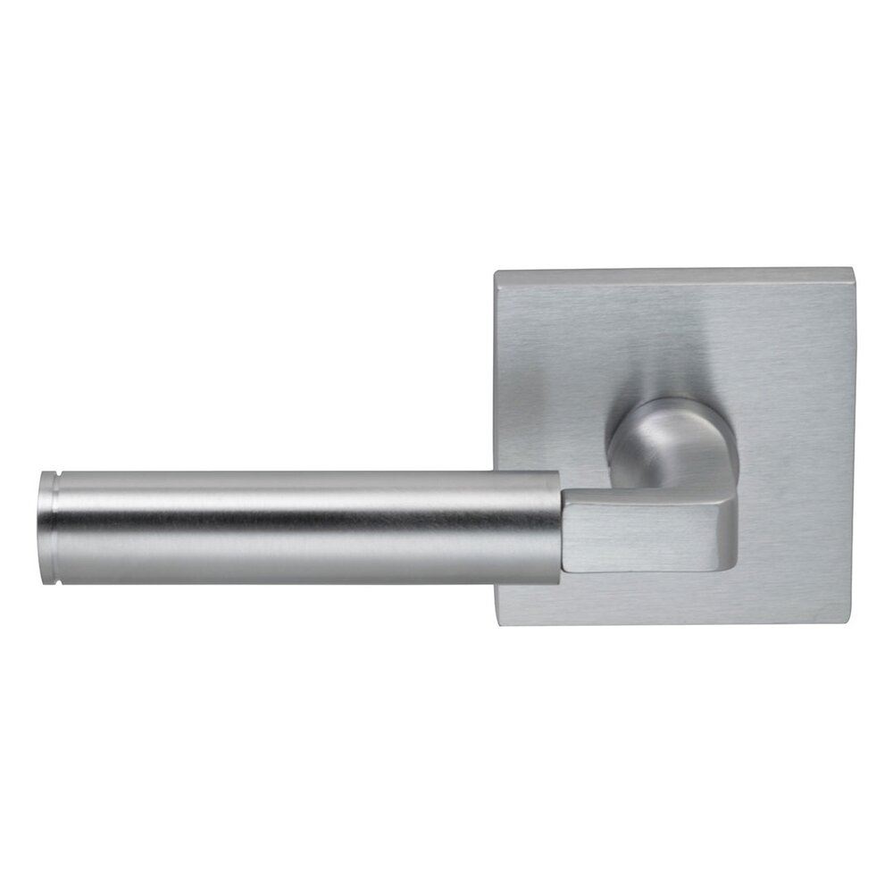 Passage Barrel Left Handed Lever with Square Rosette in Satin Chrome