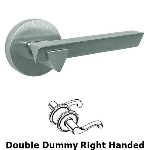 Double Dummy Geo Right Handed Lever with Plain Rosette in Satin Chrome