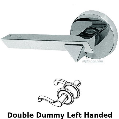Double Dummy Geo Left Handed Lever with Plain Rosette in Polished Chrome