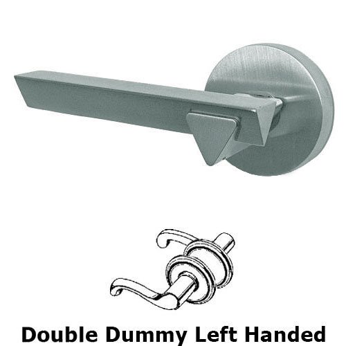 Double Dummy Geo Left Handed Lever with Plain Rosette in Satin Chrome