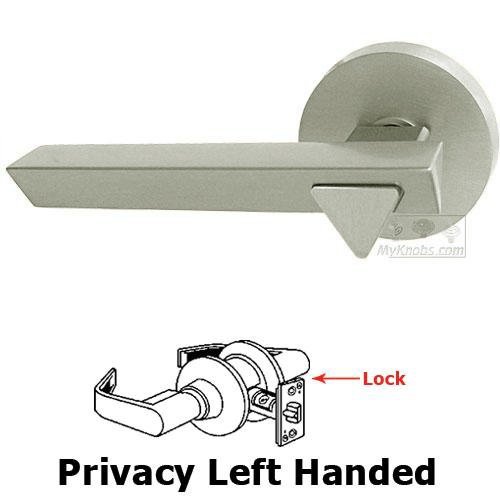 Privacy Geo Left Handed Lever with Plain Rosette in Satin Nickel Lacquered