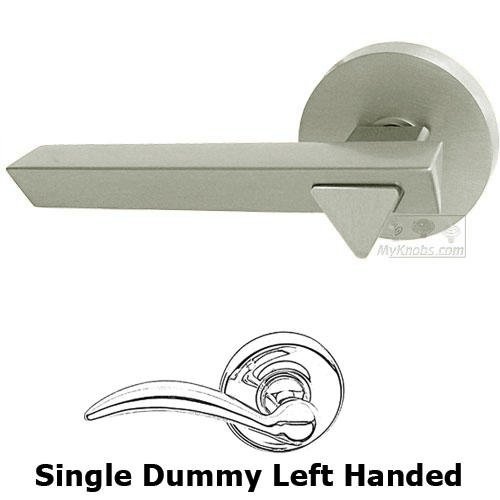 Single Dummy Geo Left Handed Lever with Plain Rosette in Satin Nickel Lacquered