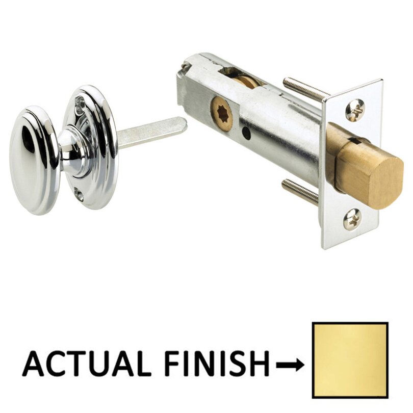 Traditions Radial Mortise Privacy Bolt in Polished Brass Lacquered