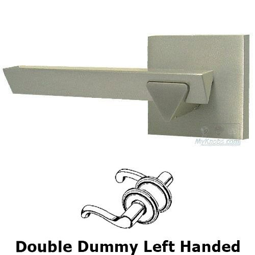 Double Dummy Geo Left Handed Lever with Square Rosette in Satin Nickel Lacquered