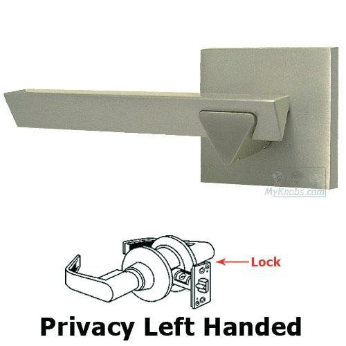 Privacy Geo Left Handed Lever with Square Rosette in Satin Nickel Lacquered