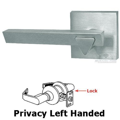 Privacy Geo Left Handed Lever with Square Rosette in Satin Chrome