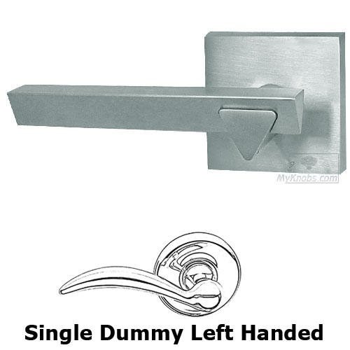 Single Dummy Geo Left Handed Lever with Square Rosette in Satin Chrome