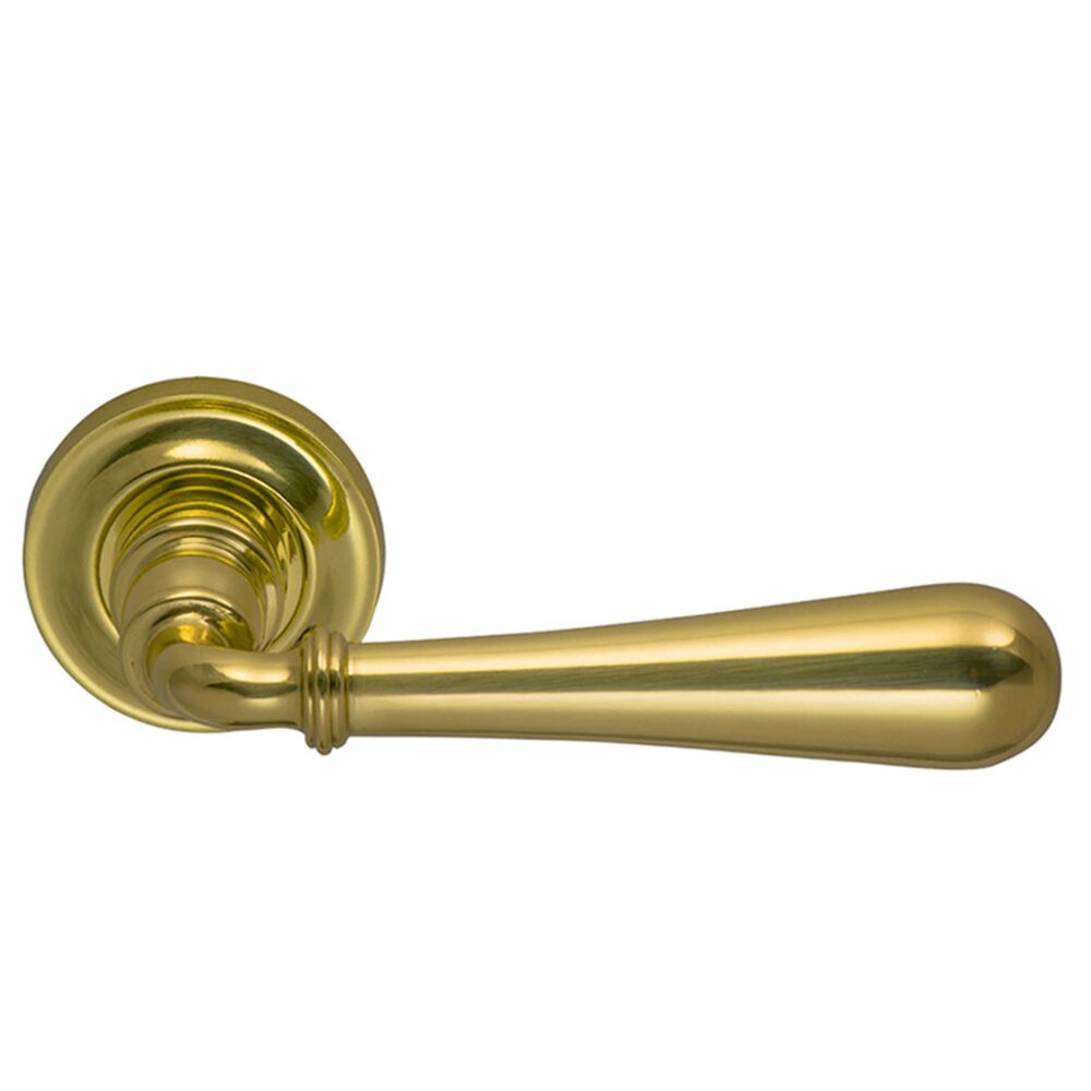 Passage Traditions Timeless Lever with Small Radial Rosette in Polished Brass Lacquered