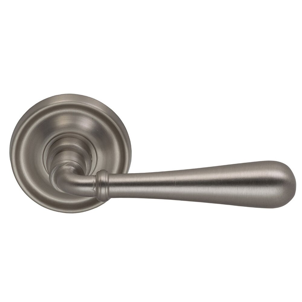 Passage Traditions Timeless Lever with Medium Radial Rosette in Satin Nickel Lacquered