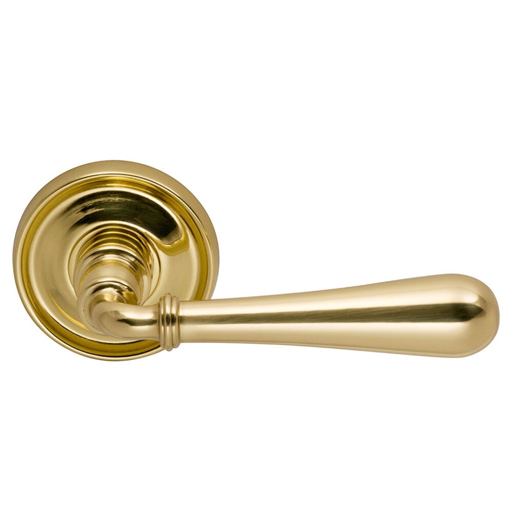 Passage Traditions Timeless Lever with Medium Radial Rosette in Polished Brass Lacquered