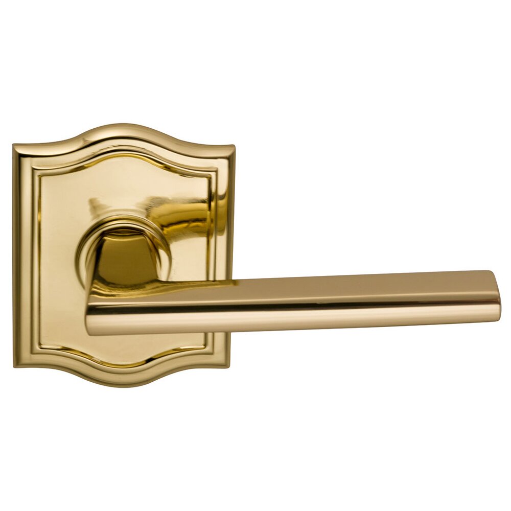 Passage Wedge Lever with Arched Rose in Polished Brass Lacquered