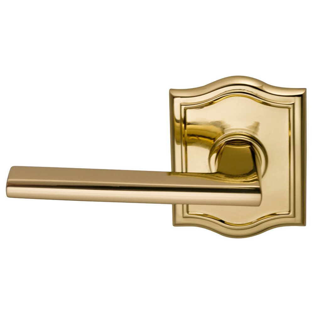 Left-Handed Single Dummy Wedge Lever with Arched Rose in Polished Brass Lacquered