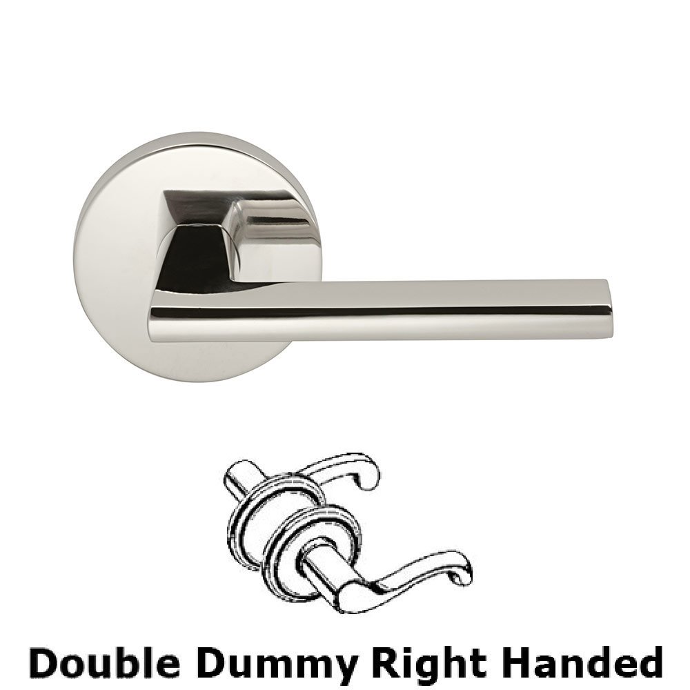 Double Dummy Wedge Right-Handed Lever with Modern Rose in Polished Nickel Lacquered Plated, Lacquered