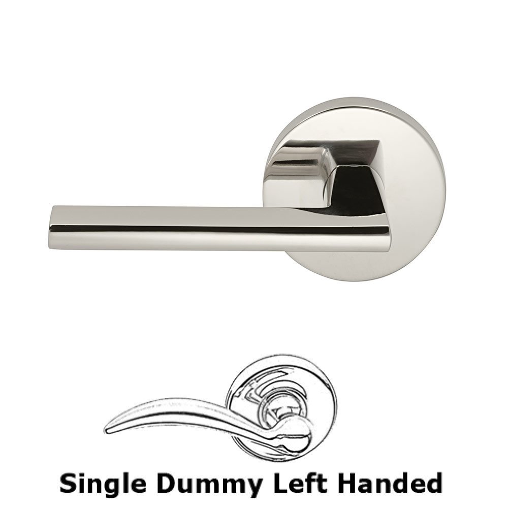 Left-Handed Single Dummy Wedge Lever with Modern Rose in Polished Nickel Lacquered Plated, Lacquered