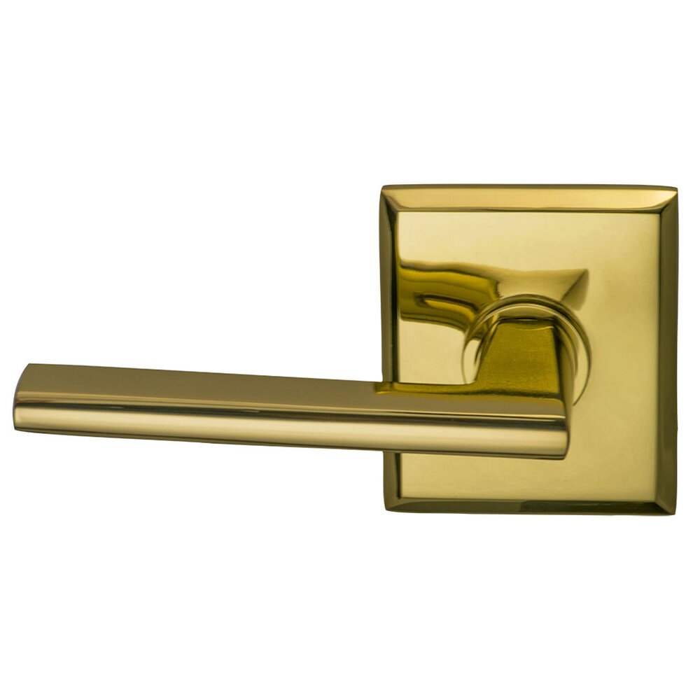 Double Dummy Wedge Left-Handed Lever with Rectangular Rose in Polished Brass Lacquered