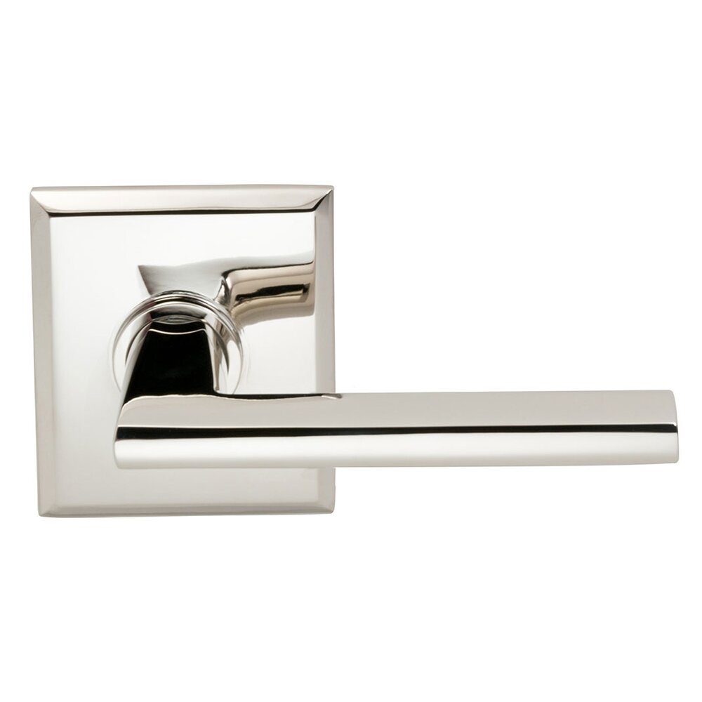 Privacy Wedge Lever with Rectangular Rose in Polished Nickel Lacquered Plated, Lacquered
