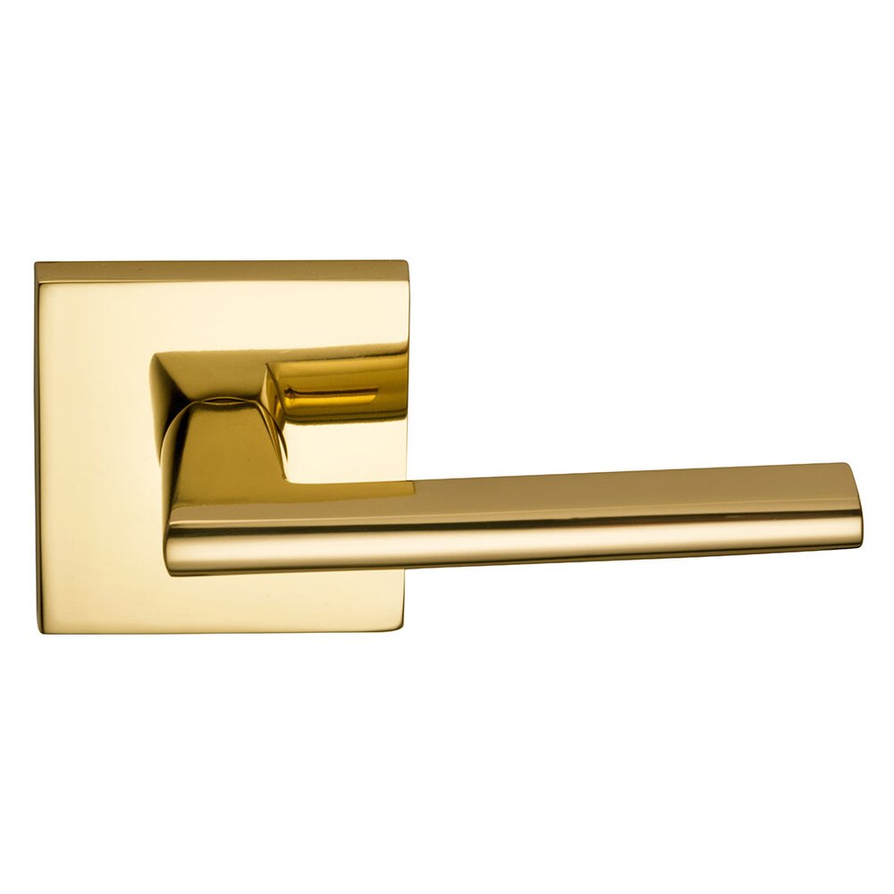 Passage Wedge Lever with Square Rose in Polished Brass Lacquered