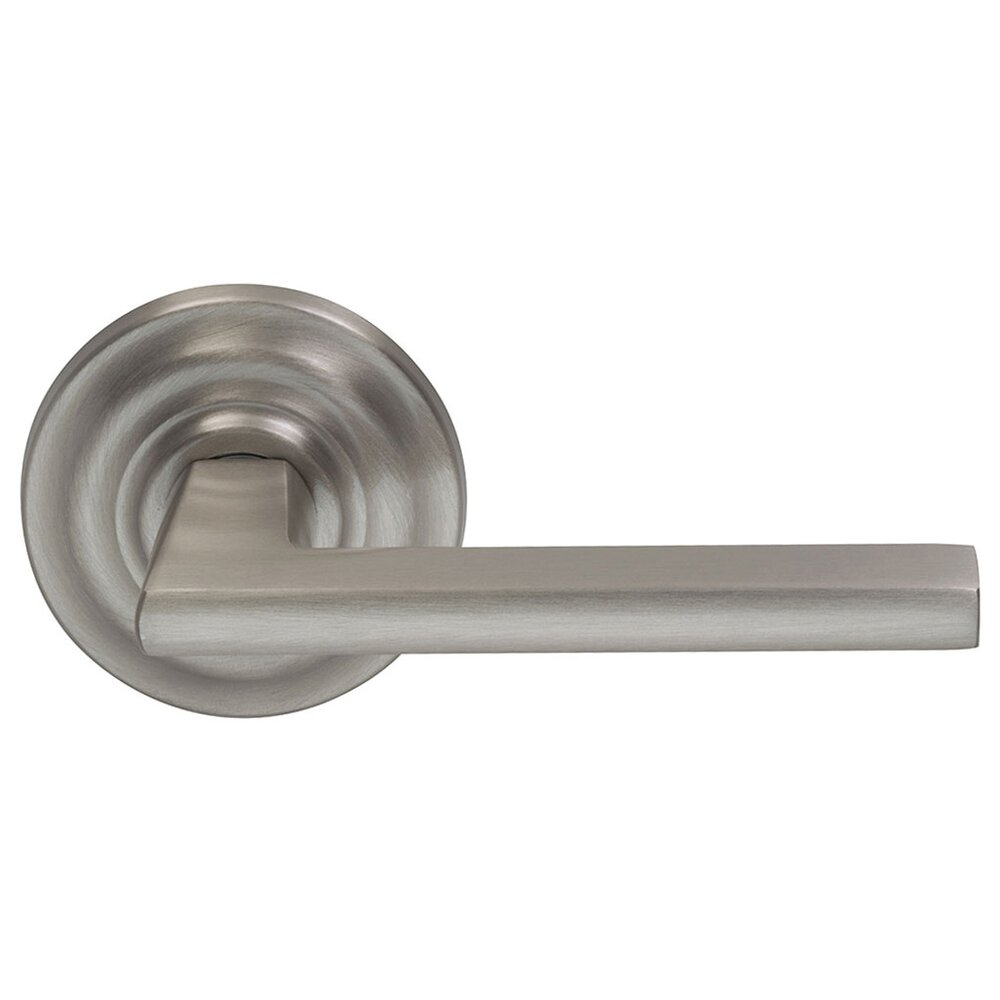 Double Dummy Wedge Right-Handed Lever with Traditional Rose in Satin Nickel Lacquered Plated, Lacquered