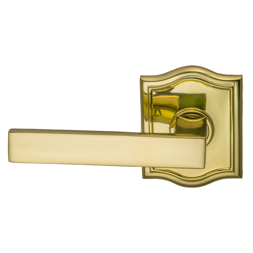 Left-Handed Single Dummy Square Lever with Arched Rose in Polished Brass Lacquered
