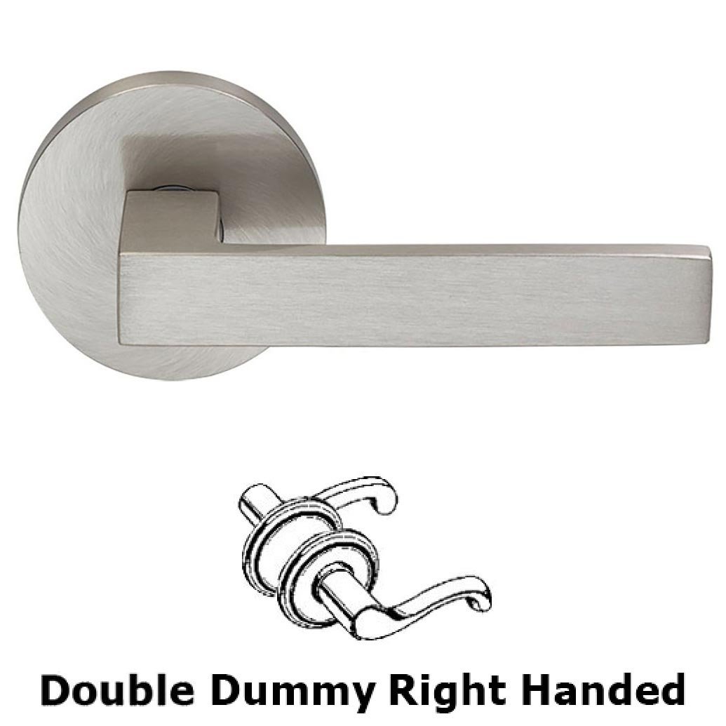 Double Dummy Square Right-Handed Lever with Modern Rose in Satin Nickel Lacquered Plated, Lacquered