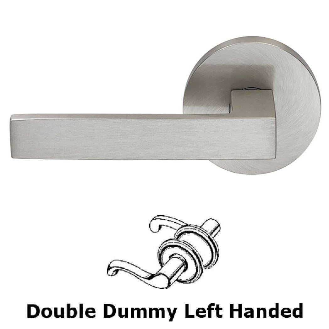 Double Dummy Square Left-Handed Lever with Modern Rose in Satin Nickel Lacquered Plated, Lacquered