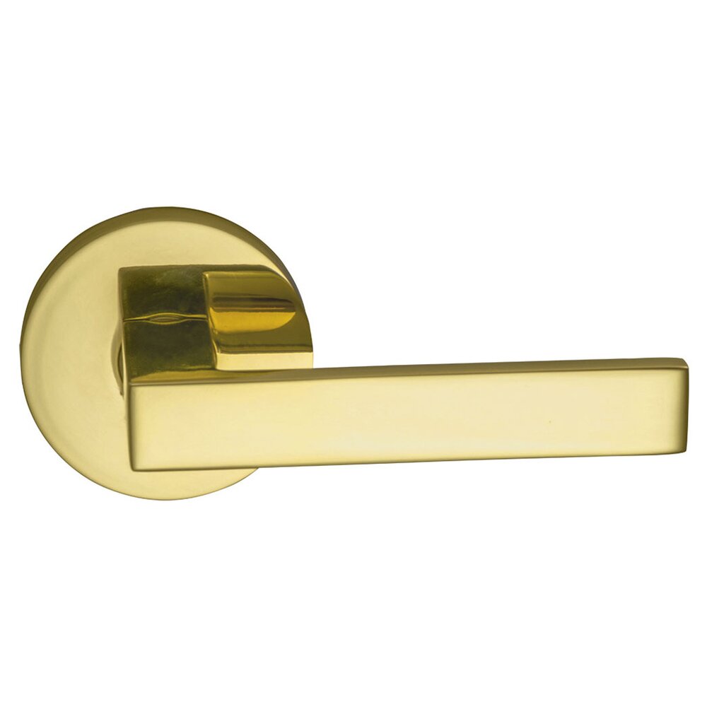 Double Dummy Square Right-Handed Lever with Modern Rose in Polished Brass Lacquered