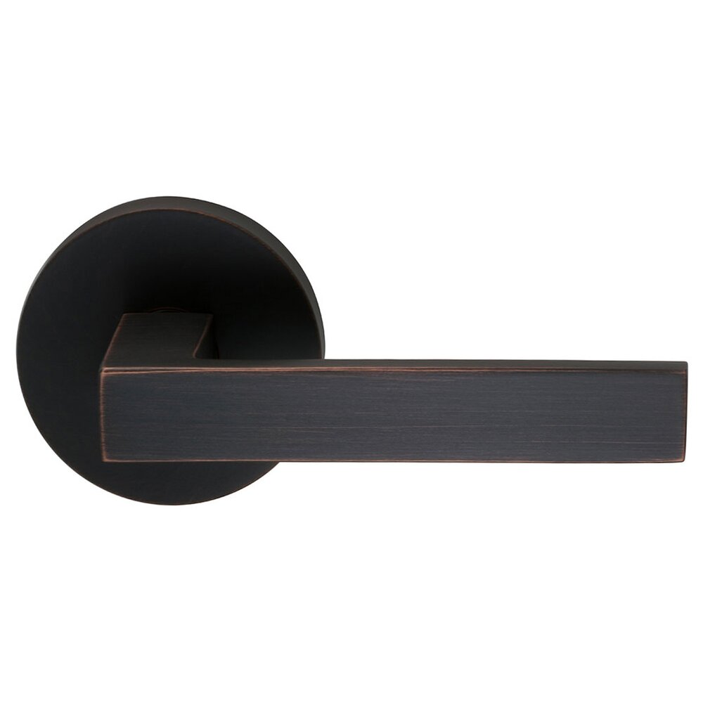 Passage Square Lever with Modern Rose in Tuscan Bronze
