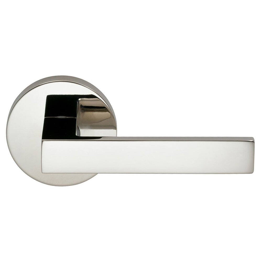 Privacy Square Lever with Modern Rose in Polished Nickel Lacquered Plated, Lacquered