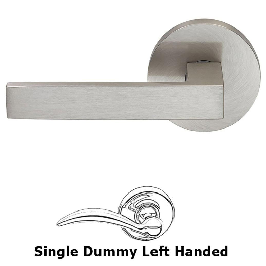 Left-Handed Single Dummy Square Lever with Modern Rose in Satin Nickel Lacquered
