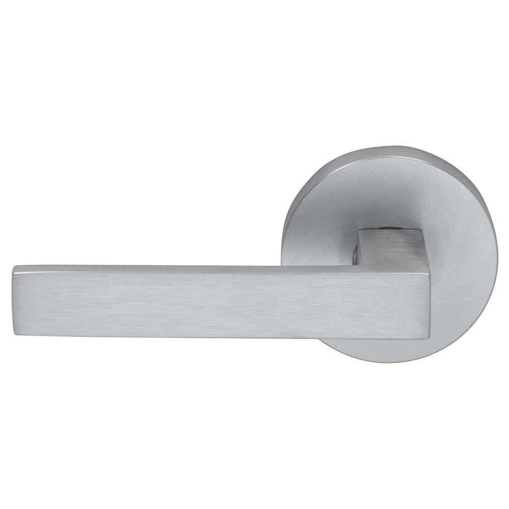 Left-Handed Single Dummy Square Lever with Modern Rose in Satin Chrome
