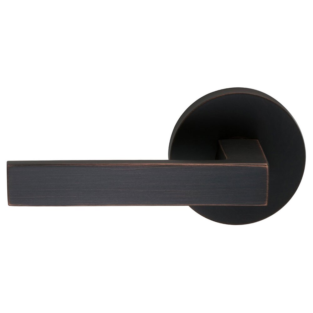 Left-Handed Single Dummy Square Lever with Modern Rose in Tuscan Bronze