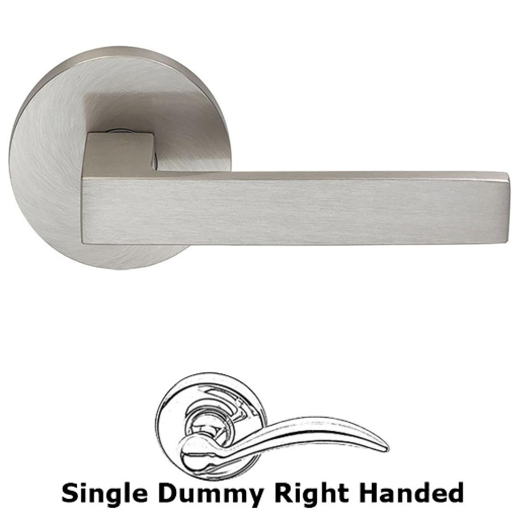 Right-Handed Single Dummy Square Lever with Modern Rose in Satin Nickel Lacquered