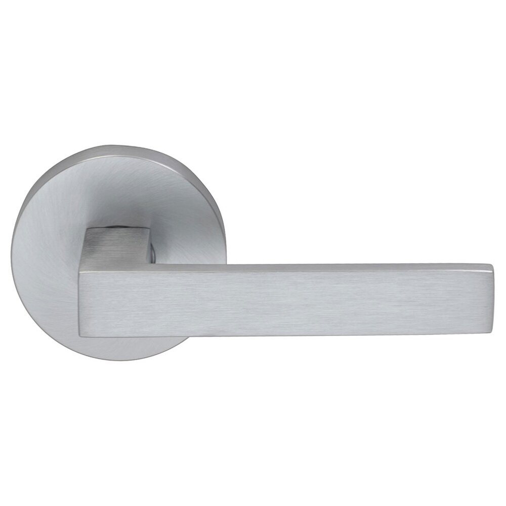 Right-Handed Single Dummy Square Lever with Modern Rose in Satin Chrome
