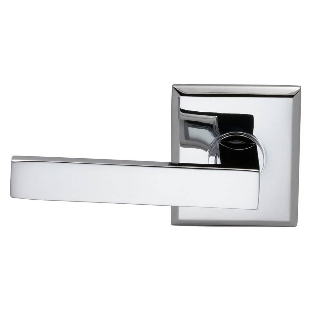 Double Dummy Square Left-Handed Lever with Rectangular Rose in Polished Chrome Plated