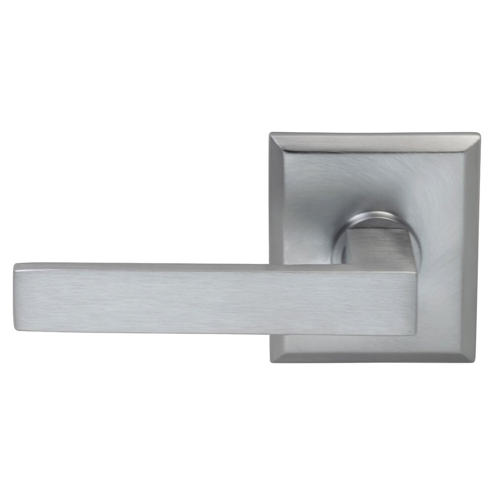 Left-Handed Single Dummy Square Lever with Rectangular Rose in Satin Chrome Plated