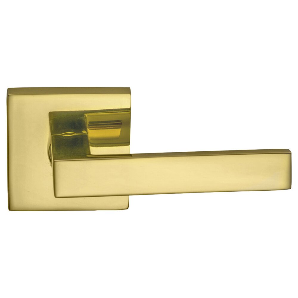 Passage Square Lever with Square Rose in Polished Brass Lacquered