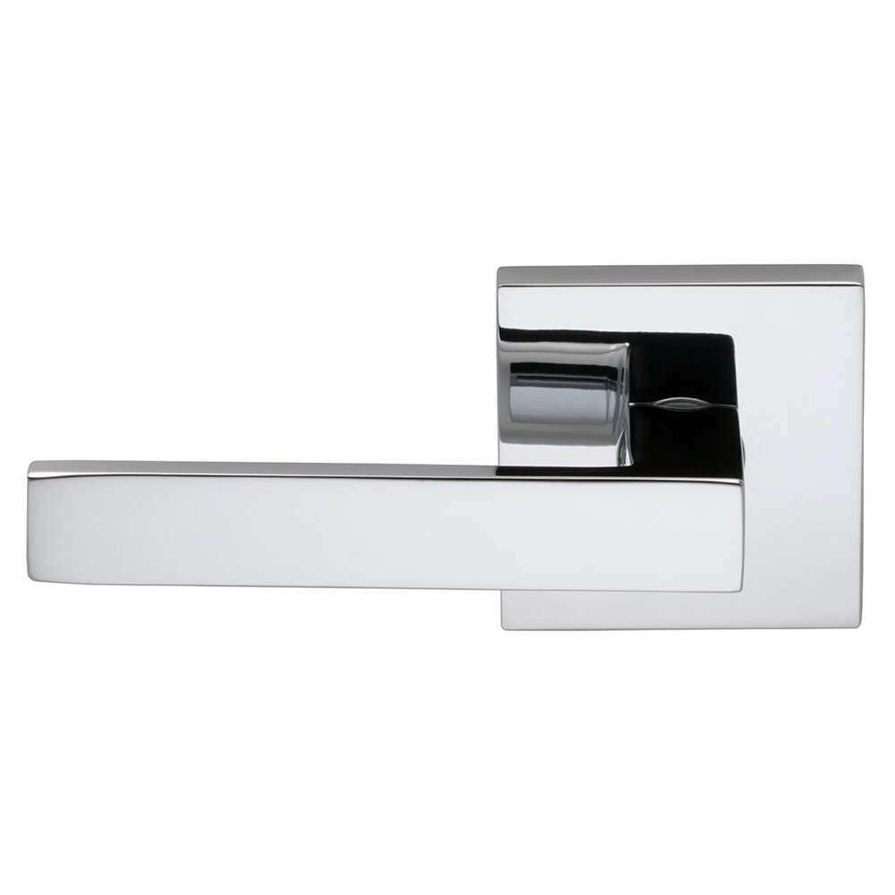 Left-Handed Single Dummy Square Lever with Rectangular Rose in Polished Chrome Plated
