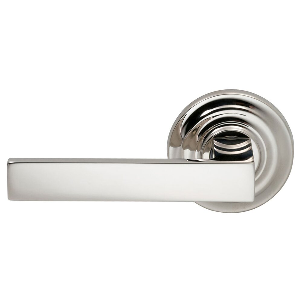 Double Dummy Square Left-Handed Lever with Traditional Rose in Polished Nickel Lacquered Plated, Lacquered