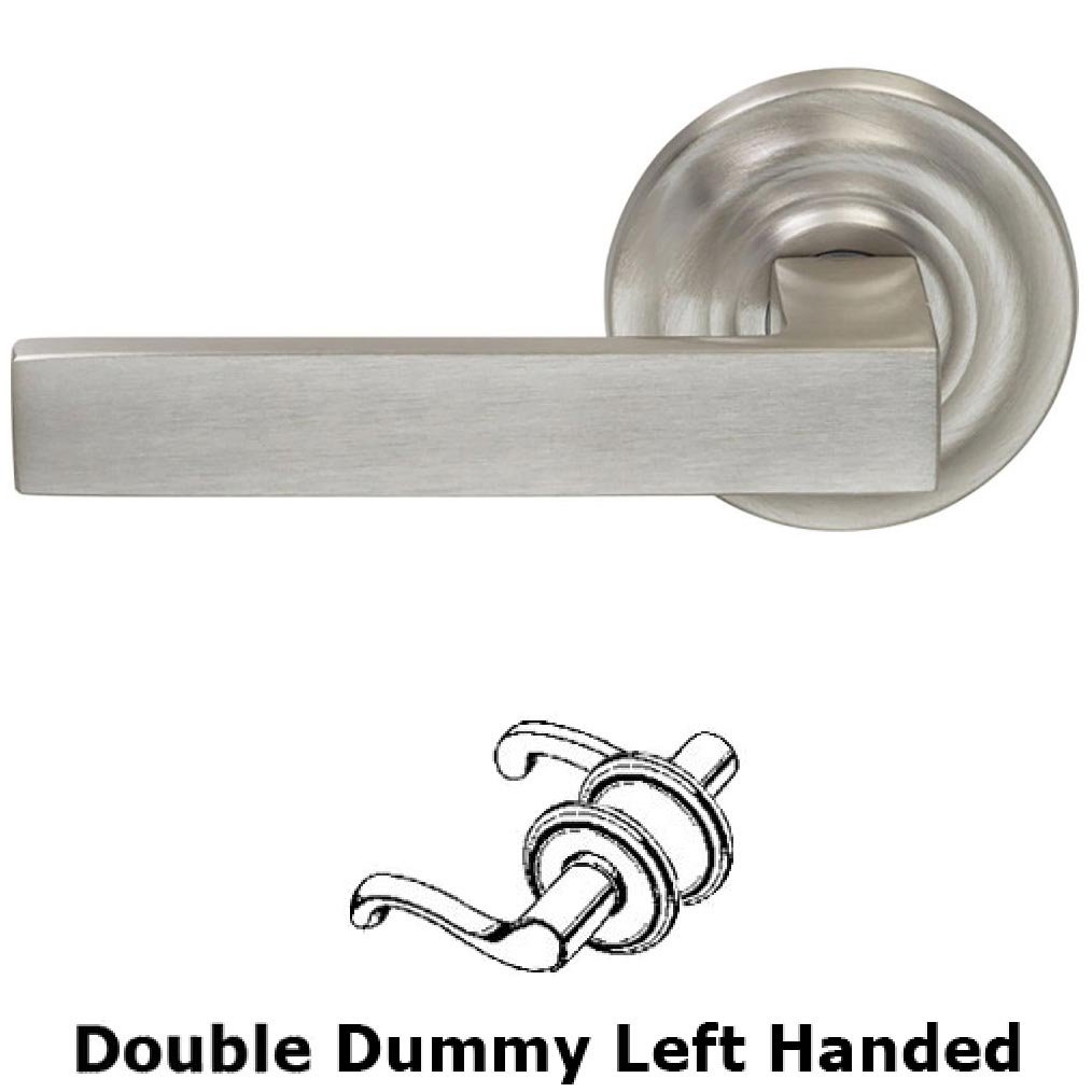 Double Dummy Square Left-Handed Lever with Traditional Rose in Satin Nickel Lacquered Plated, Lacquered