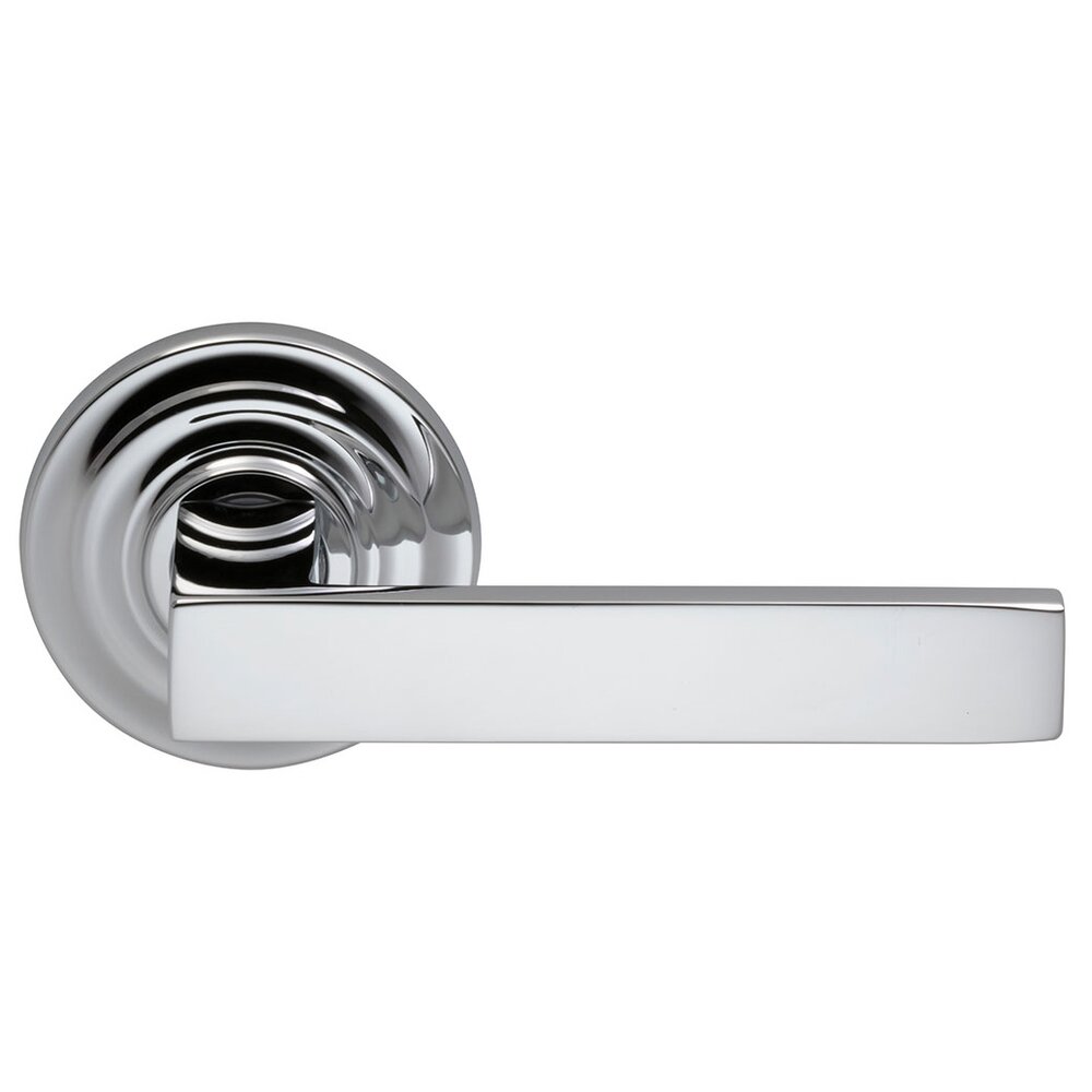 Double Dummy Square Right-Handed Lever with Traditional Rose in Polished Chrome Plated
