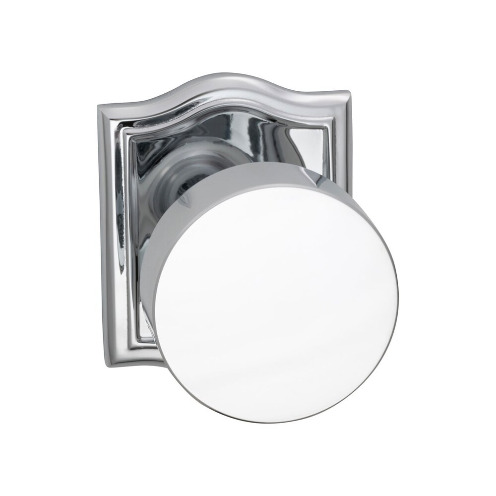 Double Dummy Puck Knob with Arched Rose in Polished Chrome Plated