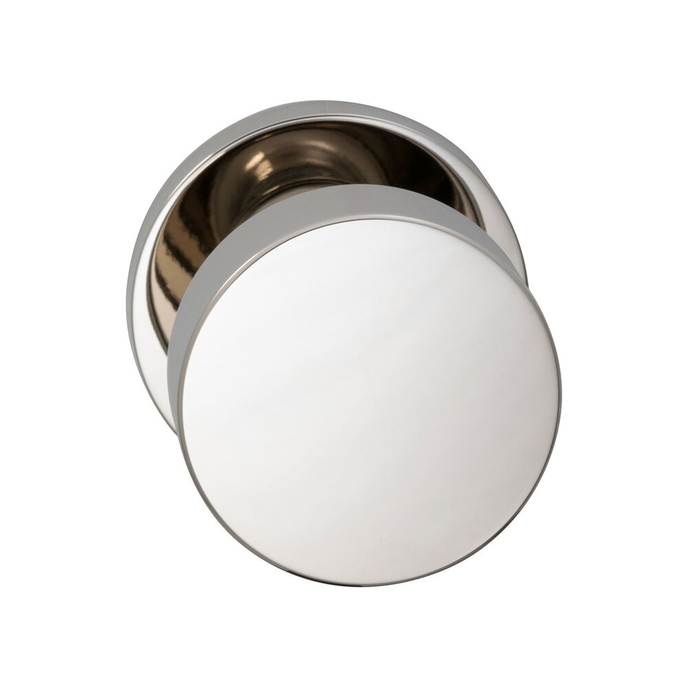 Single Dummy Puck Knob with Modern Rose in Polished Nickel Lacquered Plated, Lacquered
