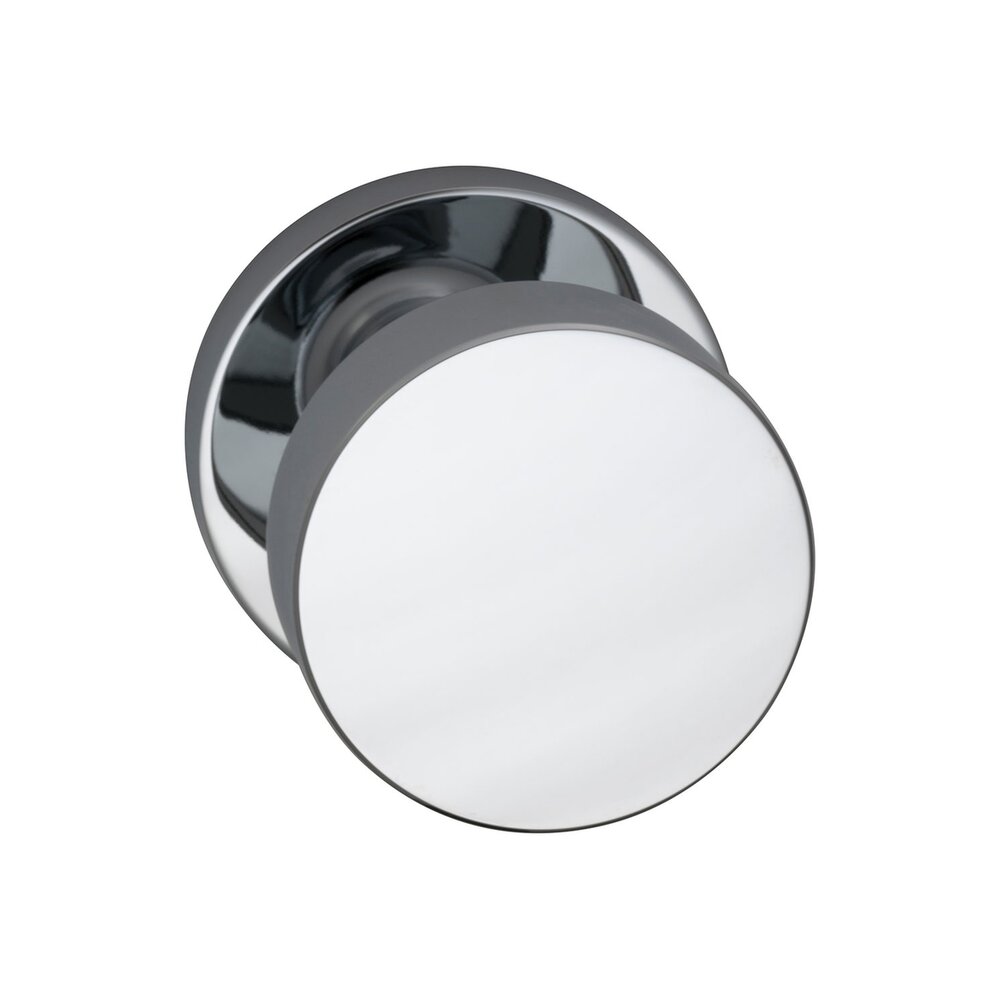 Single Dummy Puck Knob with Modern Rose in Polished Chrome Plated