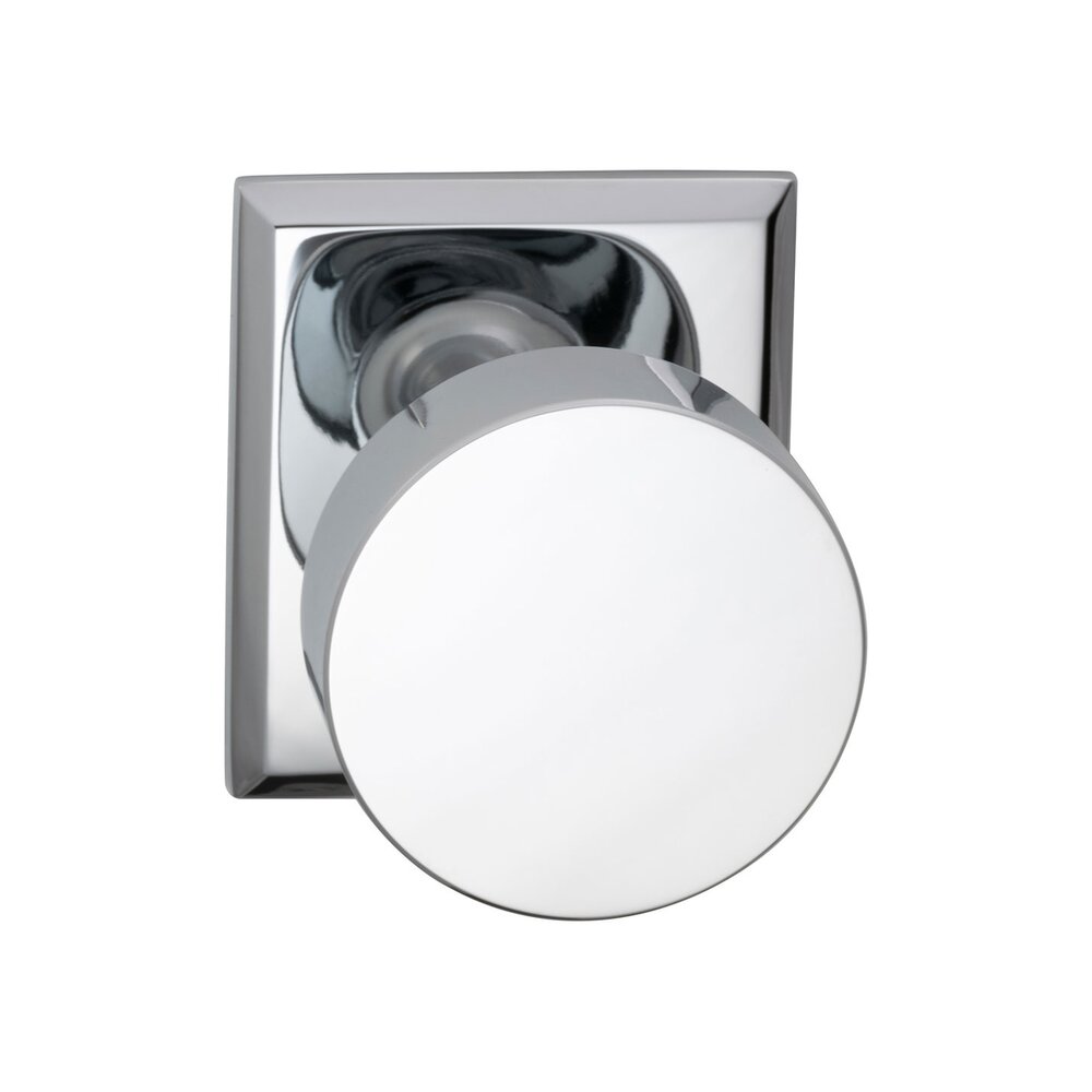 Single Dummy Puck Knob with Rectangular Rose in Polished Chrome Plated